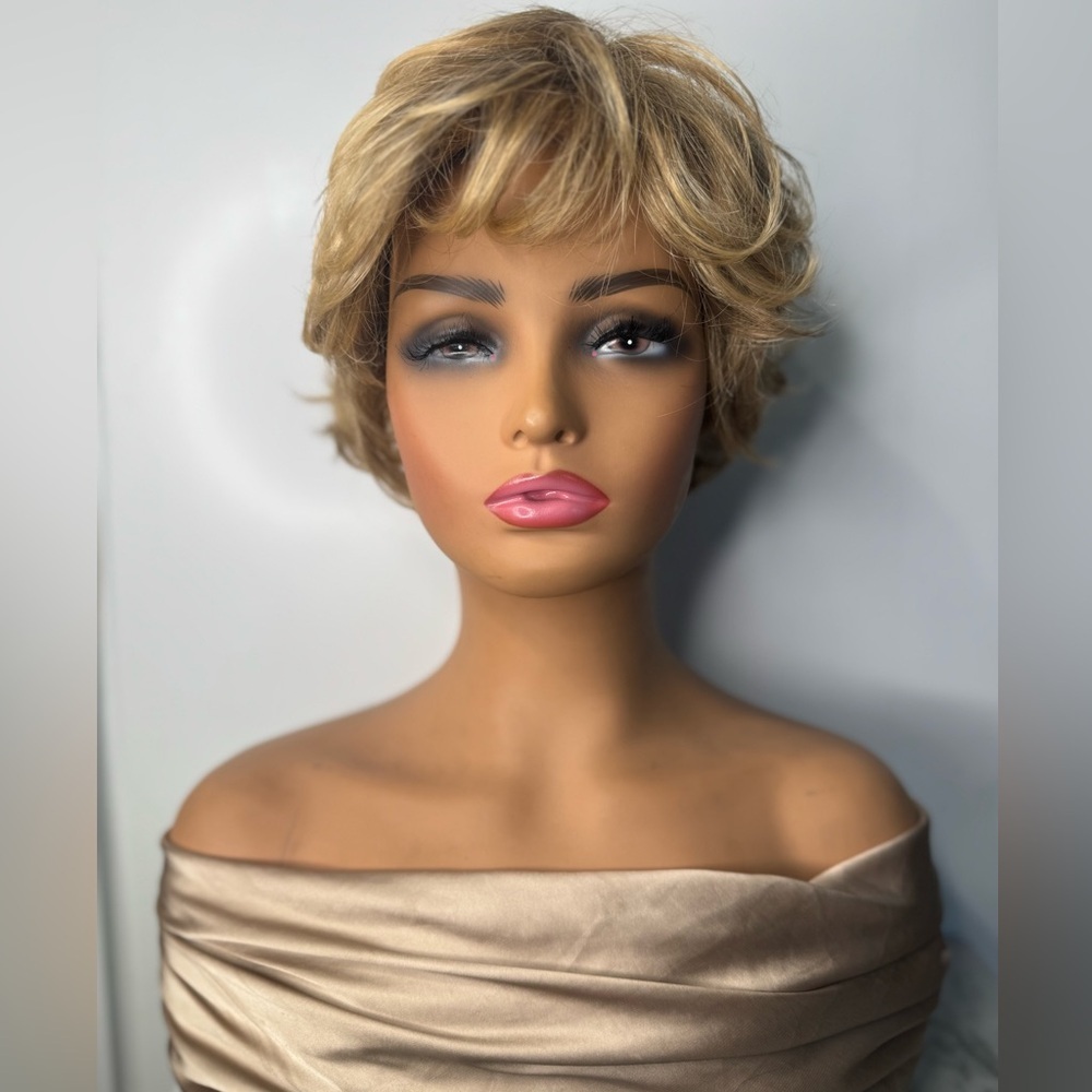 Short Layered Pixie Wig in Warm Blonde - Lightweight Style